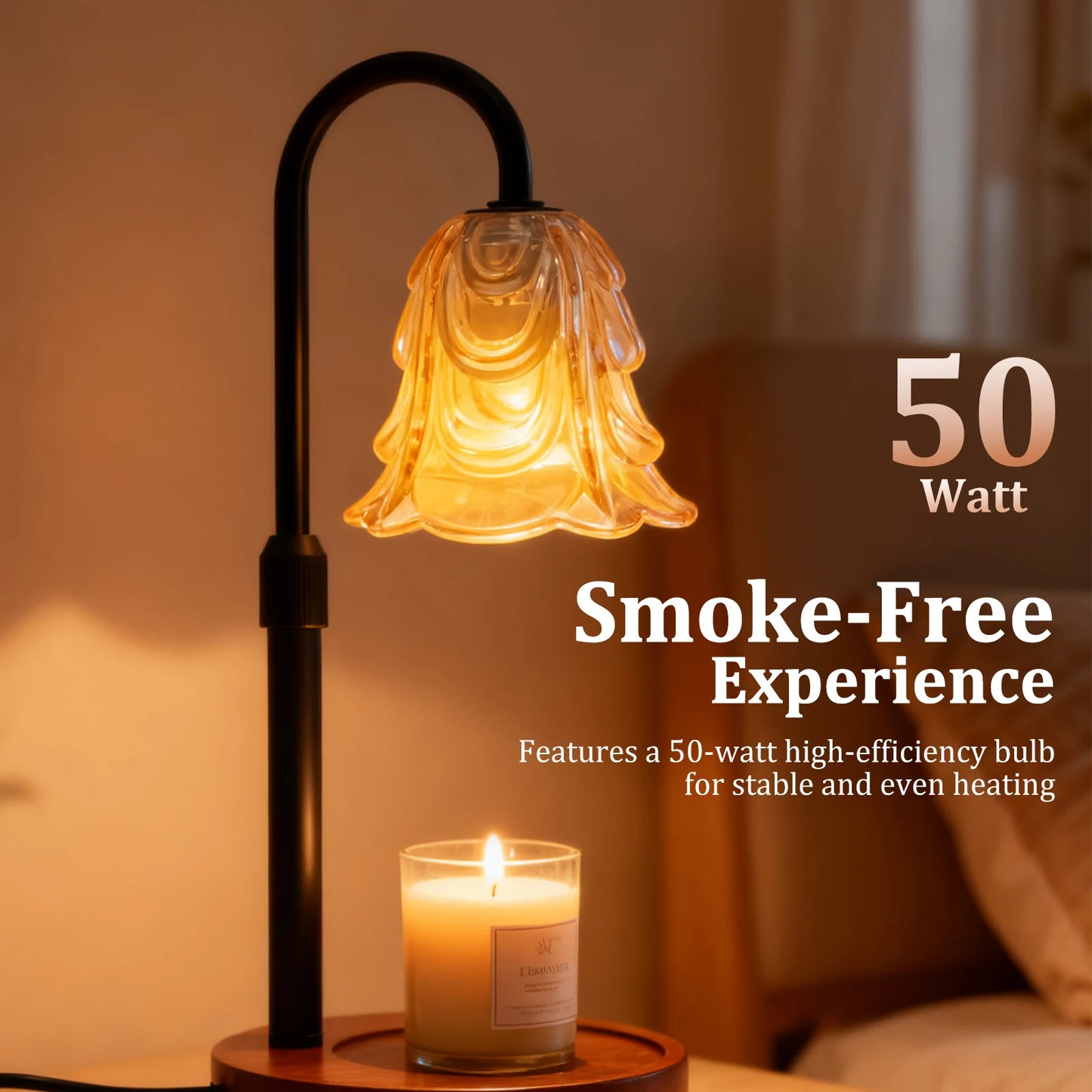 Candle Warmer Lamp 4 Speed Dimmable Flower Lamp Warmer with Timer and Height Adjustable Base for Office Bedroom Home Decoration