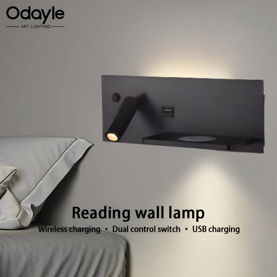Modern LED Wall Light with USB Interface Simplicity Creative Multifunctional Reading Light Living Room Bedroom Bedside Lighting