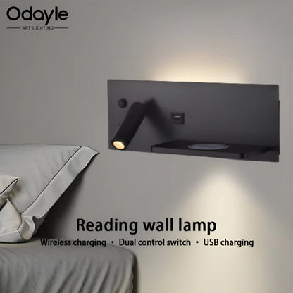 Modern LED Wall Light with USB Interface Simplicity Creative Multifunctional Reading Light Living Room Bedroom Bedside Lighting