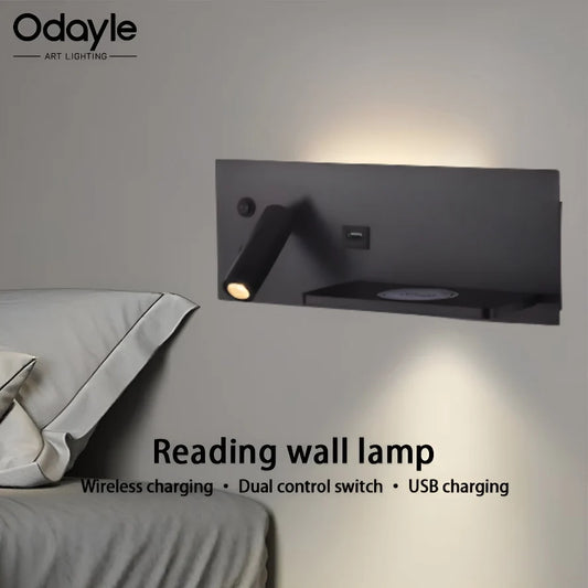 Modern LED Wall Light with USB Interface Simplicity Creative Multifunctional Reading Light Living Room Bedroom Bedside Lighting