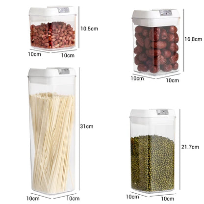 Plastic Jars Airtight Food Storage Containers Clear Plastic Storage Jar Kitchen Snacks Cereals Beans Kitchen Storage Organizer