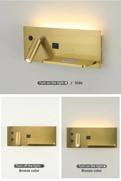Modern LED Wall Light with USB Interface Simplicity Creative Multifunctional Reading Light Living Room Bedroom Bedside Lighting