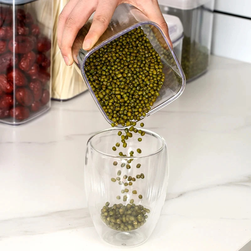 Plastic Jars Airtight Food Storage Containers Clear Plastic Storage Jar Kitchen Snacks Cereals Beans Kitchen Storage Organizer