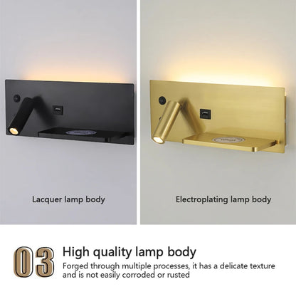 Modern LED Wall Light with USB Interface Simplicity Creative Multifunctional Reading Light Living Room Bedroom Bedside Lighting