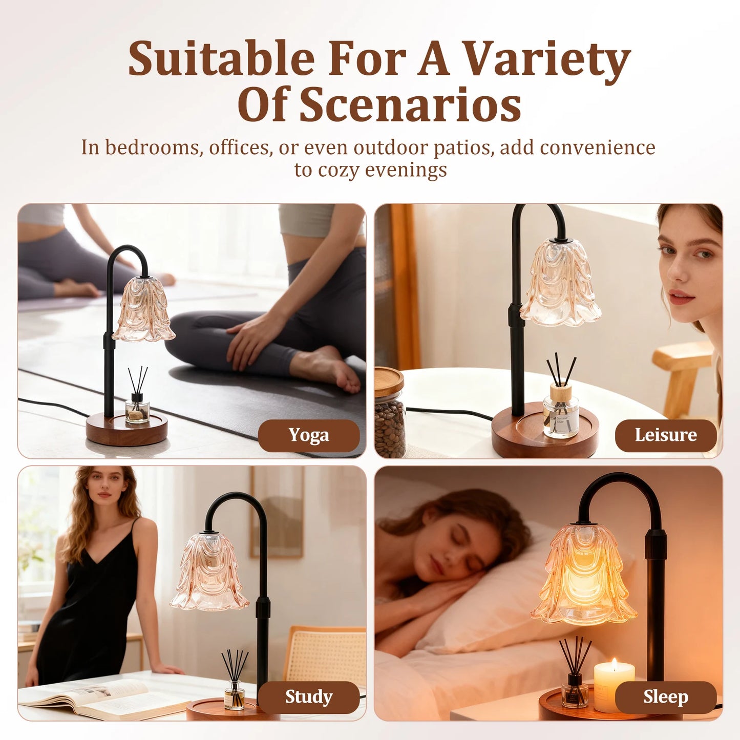 Candle Warmer Lamp 4 Speed Dimmable Flower Lamp Warmer with Timer and Height Adjustable Base for Office Bedroom Home Decoration
