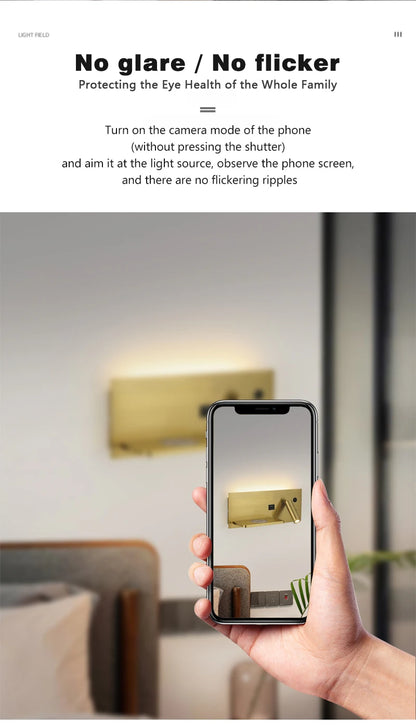 Modern LED Wall Light with USB Interface Simplicity Creative Multifunctional Reading Light Living Room Bedroom Bedside Lighting