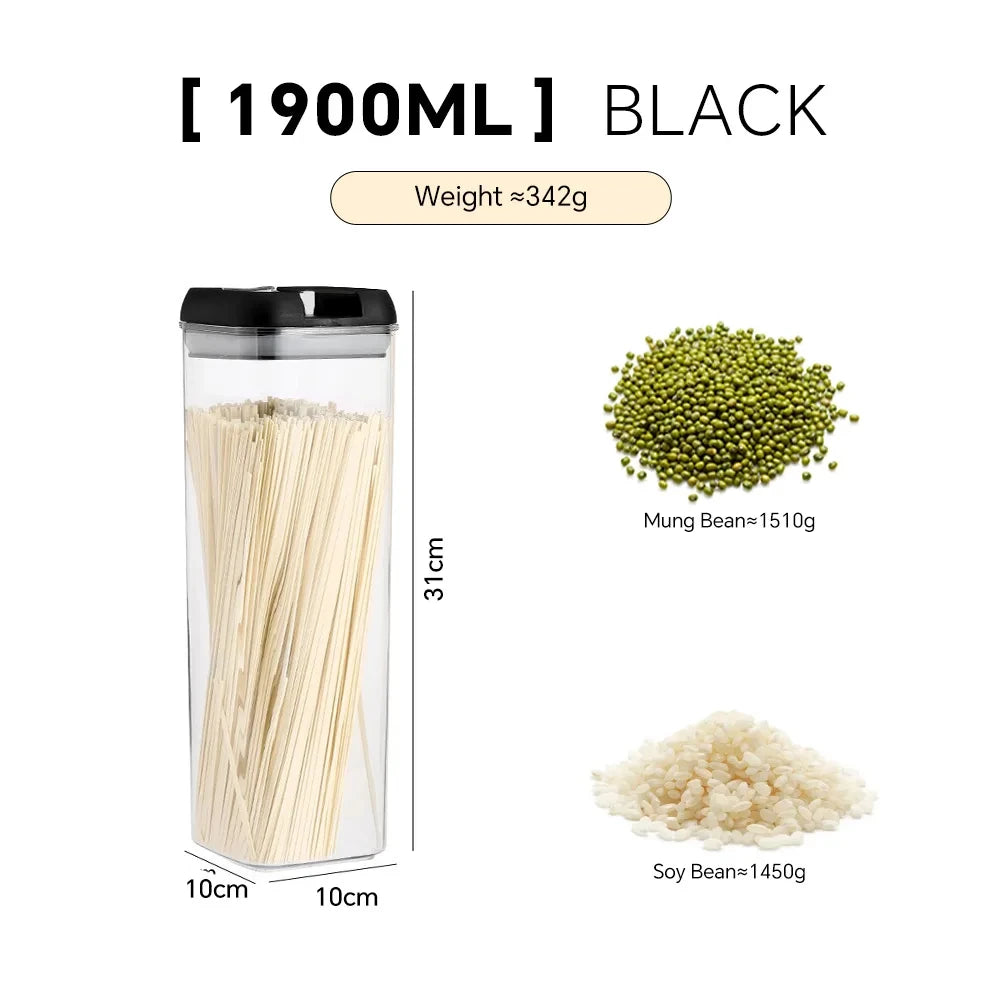 Plastic Jars Airtight Food Storage Containers Clear Plastic Storage Jar Kitchen Snacks Cereals Beans Kitchen Storage Organizer